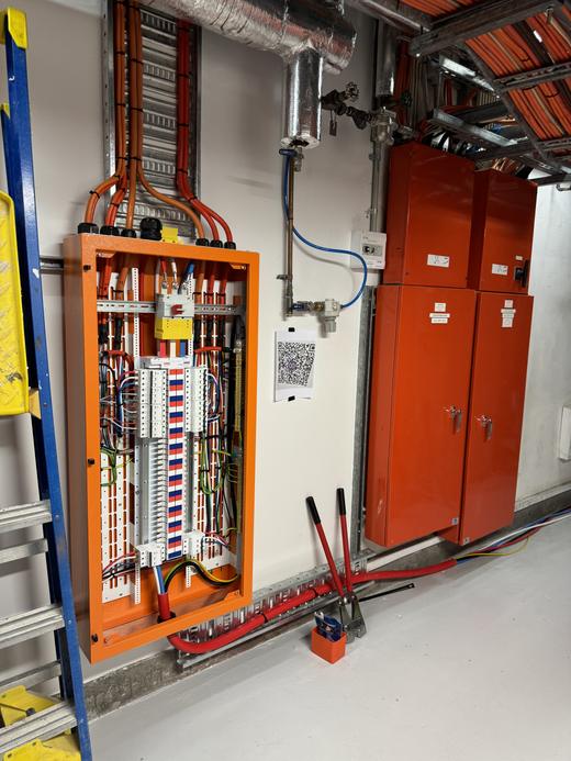 Commercial distribution board and switch cabinet in a plant room