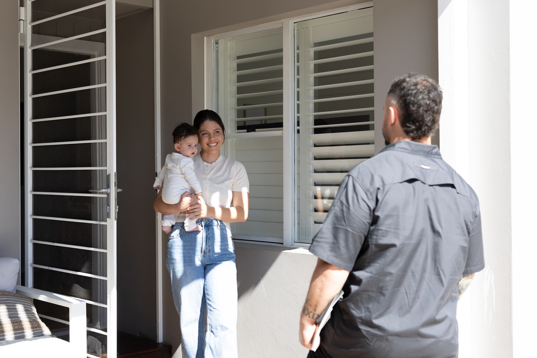 Vincent arriving at a customer's front door